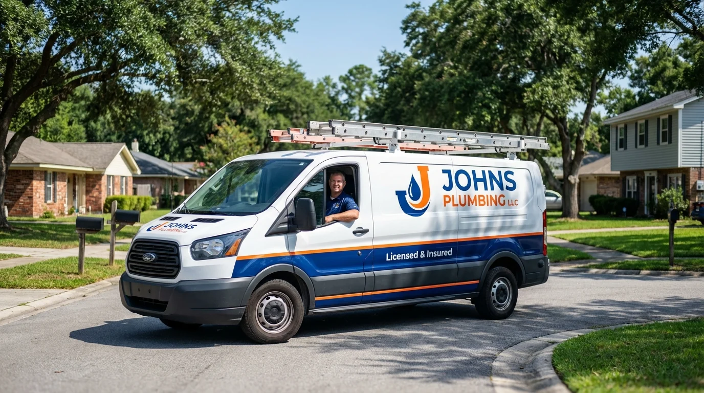 Johns Plumbing LLC service van in Reading, PA