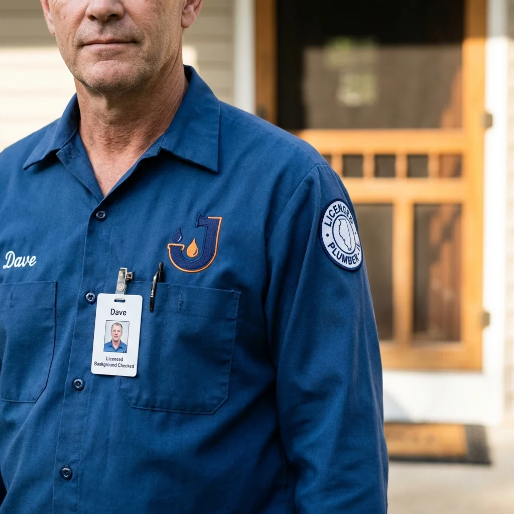 Licensed plumber showing ID badge in Reading, PA