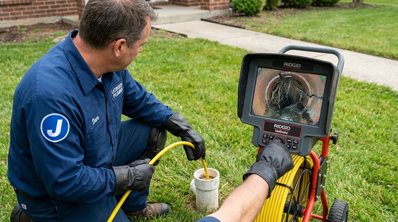 Sewer camera inspection being performed by Johns Plumbing LLC in Reading